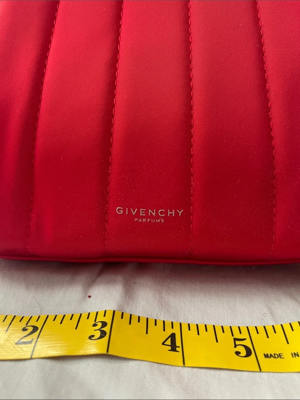 Givenchy Bright Red Quilted Cosmetic Case with Silver Hardware